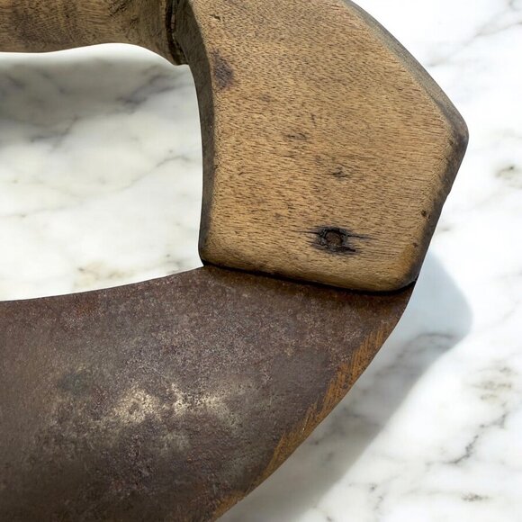 Antique Chopping Ulu Kitchen Knife , Hand Forged, Curved, Half Moon Blade - Picture 4 of 12